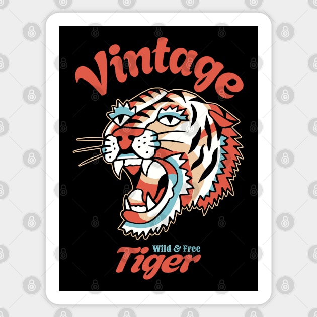 Vintage Tiger Wild & Free Sticker by KewaleeTee